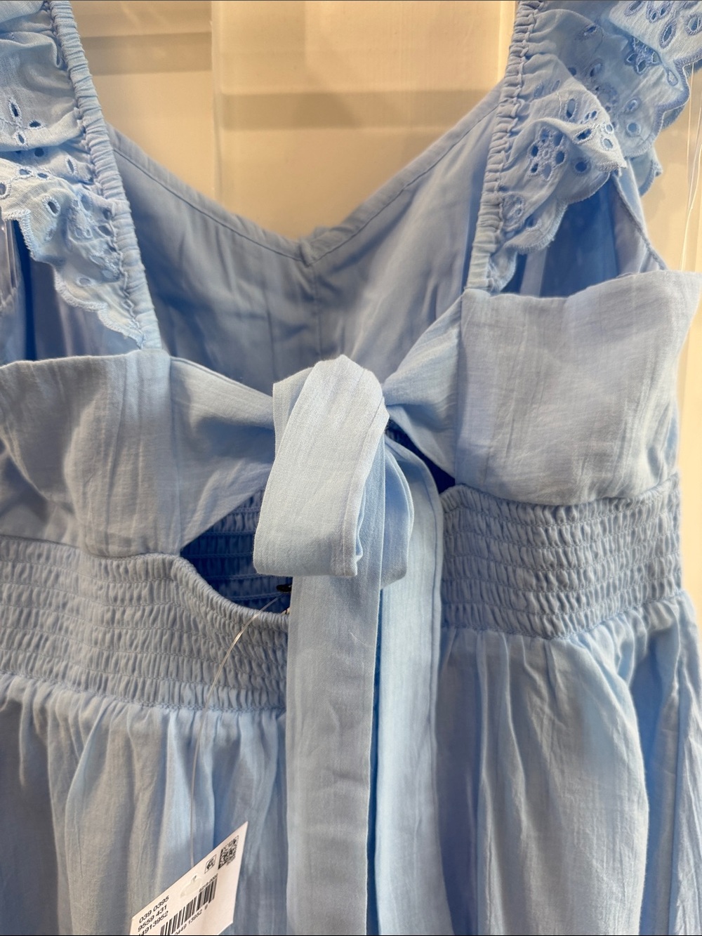 Light Blue Sundress with Eyelet Ruffle - Picture 3 of 7